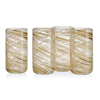 Mikasa Color Swirl Honey 4 pc Highball Glass Set