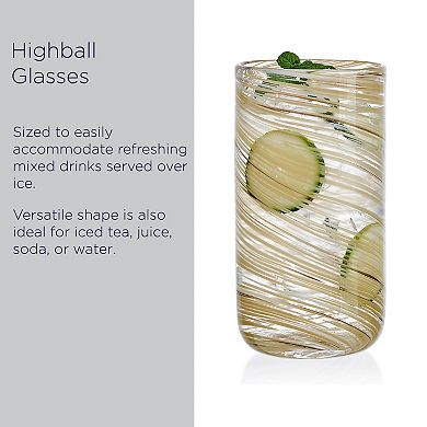 Mikasa Color Swirl Honey 4 pc Highball Glass Set