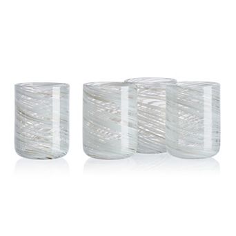 Mikasa Color Swirl Gray 4 pc Double Old Fashioned Glass Set