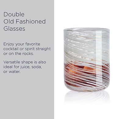 Mikasa Color Swirl Gray 4 pc Double Old Fashioned Glass Set