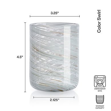 Mikasa Color Swirl Gray 4 pc Double Old Fashioned Glass Set