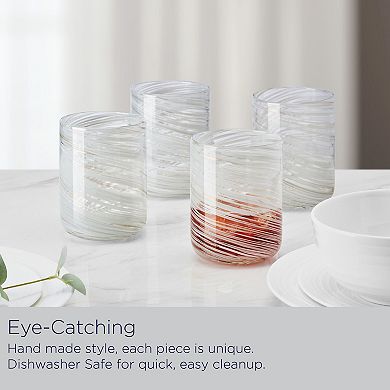 Mikasa Color Swirl Gray 4 pc Double Old Fashioned Glass Set
