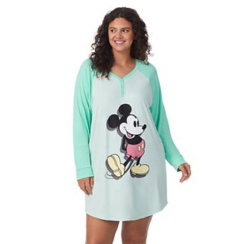 Disney's Mickey Mouse Plus Size Henley Long Sleeve Sleepshirt