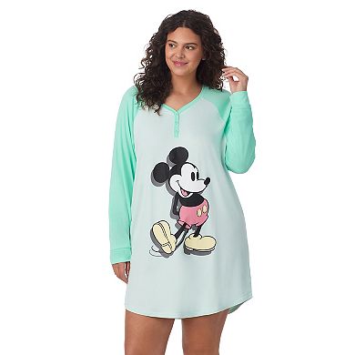 Disney's Mickey Mouse Plus Size Henley Long Sleeve Sleepshirt