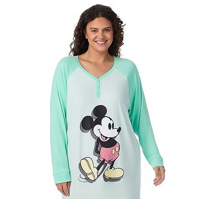 Disney's Mickey Mouse Plus Size Henley Long Sleeve Sleepshirt