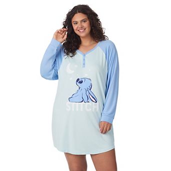 Disney's Lilo & Stitch Plus Size Long Sleeve Henley Sleepshirt