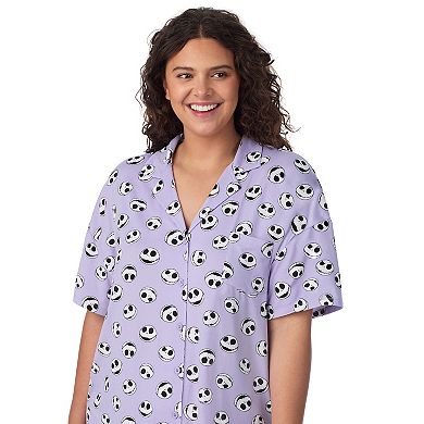 Disney's The Nightmare Before Christmas Plus Size Cozy Short Sleeve Notch Pajama Top & Pajama Shorts Set