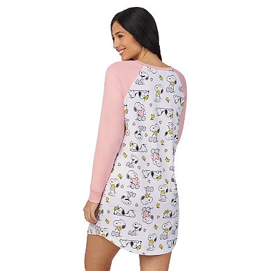 Women's Peanuts Snoopy Long Sleeve Henley Sleepshirt