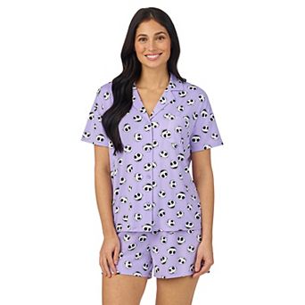 Disney's The Nightmare Before Christmas Women's Cozy Short Sleeve Notch Pajama Top & Pajama Shorts Set
