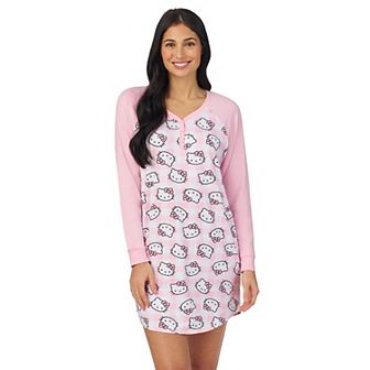 Women's Hello Kitty Cozy Long Sleeve Henley Sleepshirt