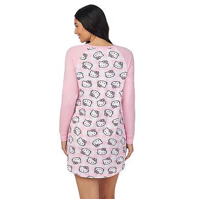 Women's Hello Kitty Cozy Long Sleeve Henley Sleepshirt