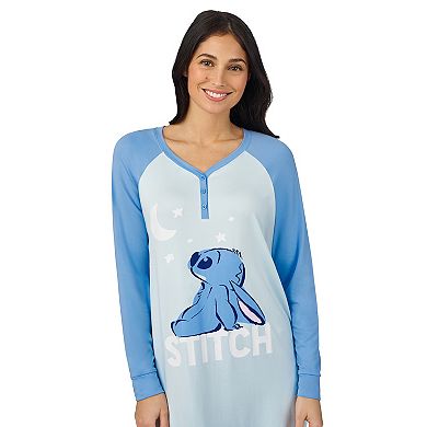 Disney's Lilo & Stitch Women's Cozy Long Sleeve Henley Sleepshirt