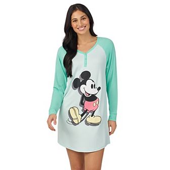 Disney's Mickey Mouse Women's Cozy Long Sleeve Henley Sleepshirt