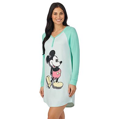 Disney's Mickey Mouse Women's Cozy Long Sleeve Henley Sleepshirt