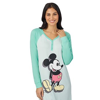 Disney's Mickey Mouse Women's Cozy Long Sleeve Henley Sleepshirt