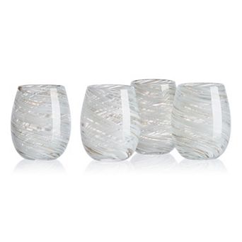 Mikasa Color Swirl Gray 4 pc Stemless Wine Glass Set
