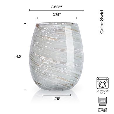 Mikasa Color Swirl Gray 4 pc Stemless Wine Glass Set