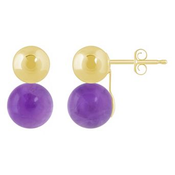 Celebration Gems 10k Gold 6 mm Double Sphere Gemstone Drop Earrings