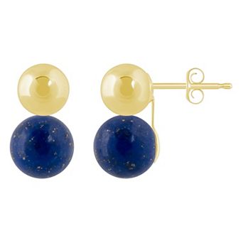 Celebration Gems 10k Gold 6 mm Double Sphere Gemstone Drop Earrings