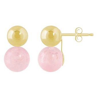 Celebration Gems 10k Gold 6 mm Double Sphere Gemstone Drop Earrings