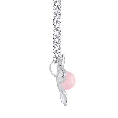 Celebration Gems 10k White Gold Sphere Gemstone Hibiscus Flower Pendant Necklace