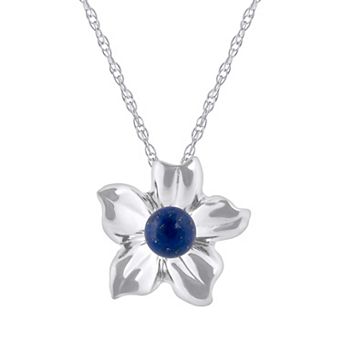 Celebration Gems 10k White Gold Sphere Gemstone Hibiscus Flower Pendant Necklace