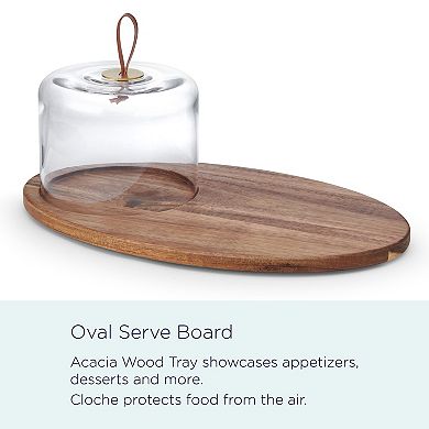 Mikasa Glenwood Oval Serve Board with a Glass Cloche