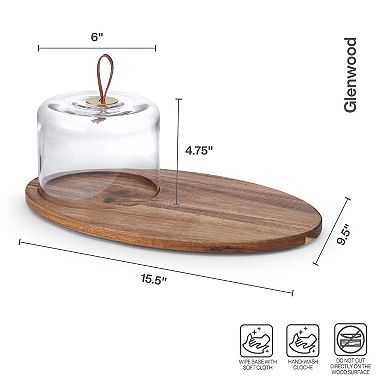 Mikasa Glenwood Oval Serve Board with a Glass Cloche