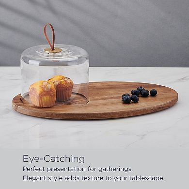 Mikasa Glenwood Oval Serve Board with a Glass Cloche
