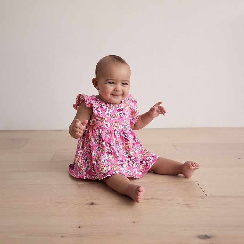 Disney's Minnie Mouse Baby & Toddler Girl Flutter Sleeves Bodysuit Dress by Jumping Beans®, Toddler Girl's, Size: 12 Months, Pink Minnie Floral