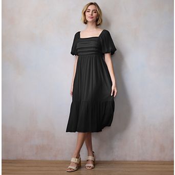 Women's LC Lauren Conrad Square Neck Pleated Bodice Midi Dress