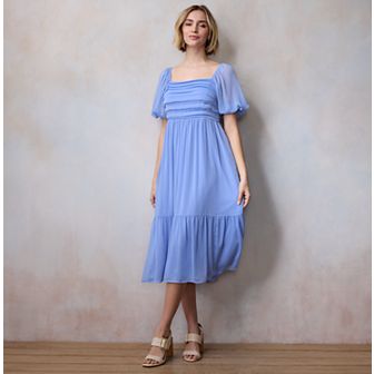 Women's LC Lauren Conrad Square Neck Pleated Bodice Midi Dress