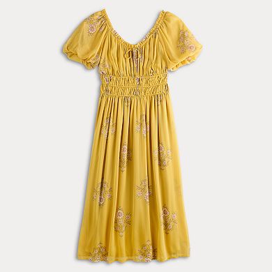 Women's LC Lauren Conrad Shirred Bodice Tea Length Dress