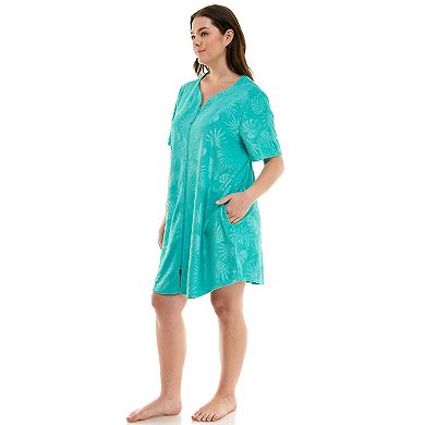 Plus Size Croft & Barrow® Embossed Honey Knit Terry Zip Robe