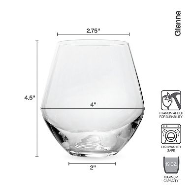 Mikasa Gianna Ombre 4 pc Stemless Wine Glasses Set