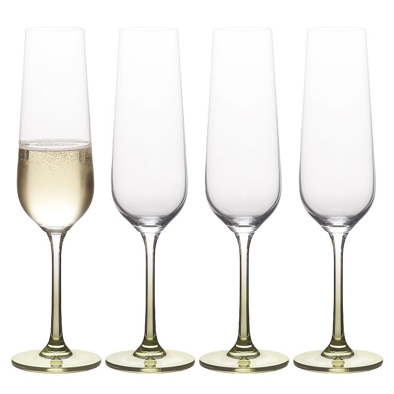 Mikasa Gianna Ombre 4 pc Champagne Flutes Set, Green