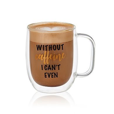 Mikasa "Without Caffeine I Can't Even" Mug & "Wine Because Adulting is Hard" Wine Glass