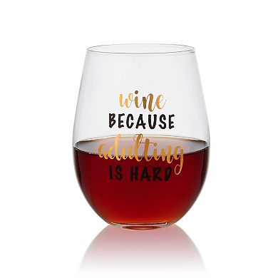 Mikasa "Without Caffeine I Can't Even" Mug & "Wine Because Adulting is Hard" Wine Glass