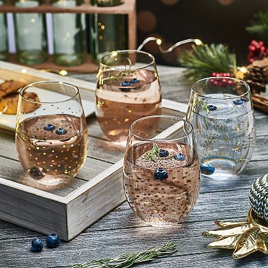 Mikasa Party 4 pc Stemless Wine Glasses Set