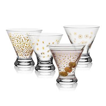 Mikasa Party 4 pc Stemless Martini Glasses Set