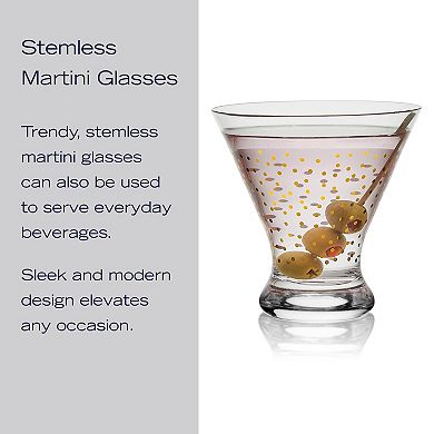 Mikasa Party 4 pc Stemless Martini Glasses Set