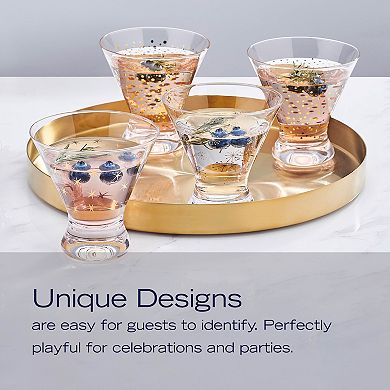 Mikasa Party 4 pc Stemless Martini Glasses Set