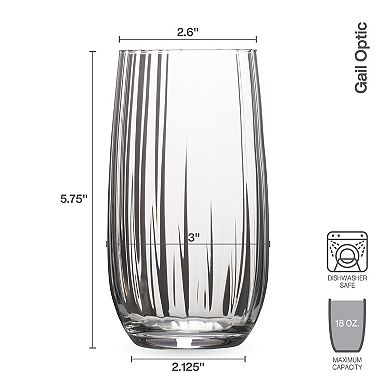 Mikasa Gail Optic 4 pc Highball Glasses Set