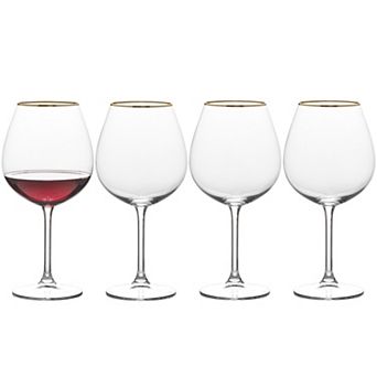 Mikasa Julie Gold 4 pc Red Wine Glasses Set
