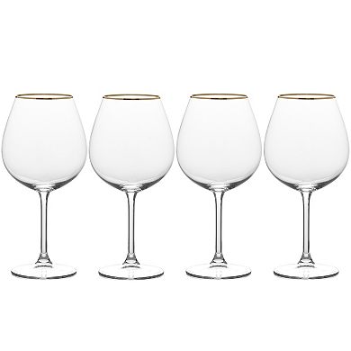 Mikasa Julie Gold 4 pc Red Wine Glasses Set