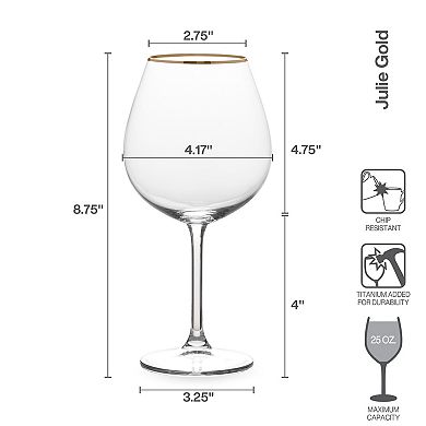 Mikasa Julie Gold 4 pc Red Wine Glasses Set