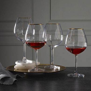 Mikasa Julie Gold 4 pc Red Wine Glasses Set