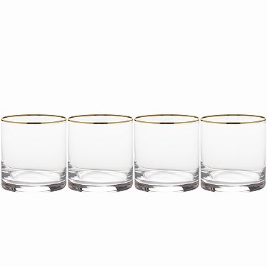 Mikasa Julie Gold 4 pc Double Old Fashioned Glasses Set