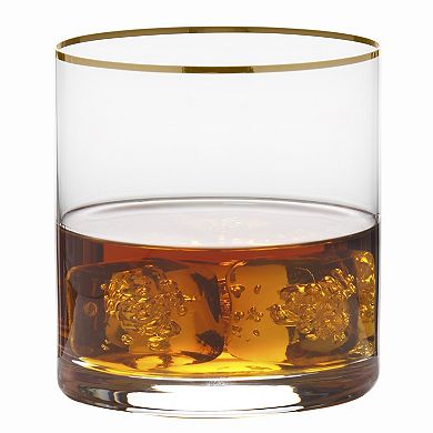 Mikasa Julie Gold 4 pc Double Old Fashioned Glasses Set