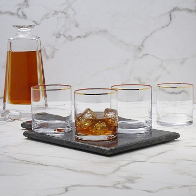 Mikasa Julie Gold 4 pc Double Old Fashioned Glasses Set